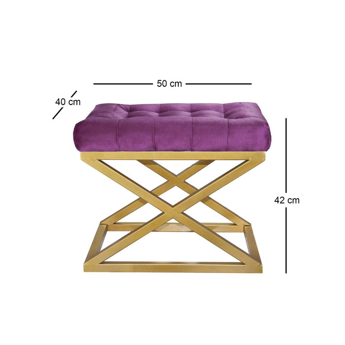 Atelier Del Sofa Puff Dorado y Púrpura, 50x40x42 cm